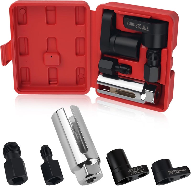 Figpade 5PCS Sensor Socket Set,M12 x 1.25mm & M18 x 1.5mm Thread Chaser Set with Side-Cut Access,Heavy Duty Automotive Tools for Sensor Removal and Installation - Image 1